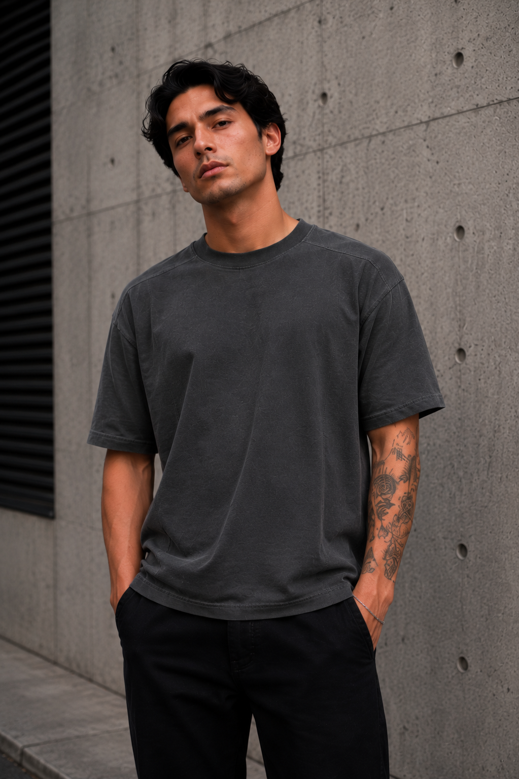 Playera Lisa Semi Oversize Gris Oxford
